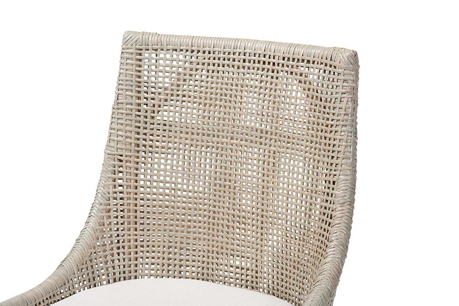 bali & pari Bella Swivel Rattan Counter Stool with Cushion - Handwoven Wicker Kitchen Island Seating with Backrest and Footrest, French Grey FredCo