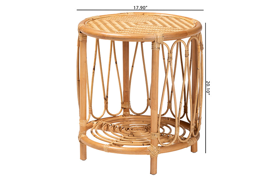 bali & pari Berilo Bohemian Light Honey Rattan End Table FredCo