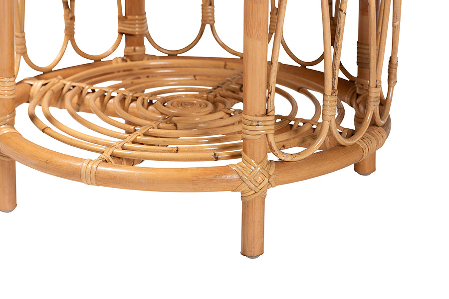bali & pari Berilo Bohemian Light Honey Rattan End Table FredCo