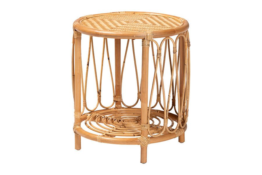 bali & pari Berilo Bohemian Light Honey Rattan End Table FredCo