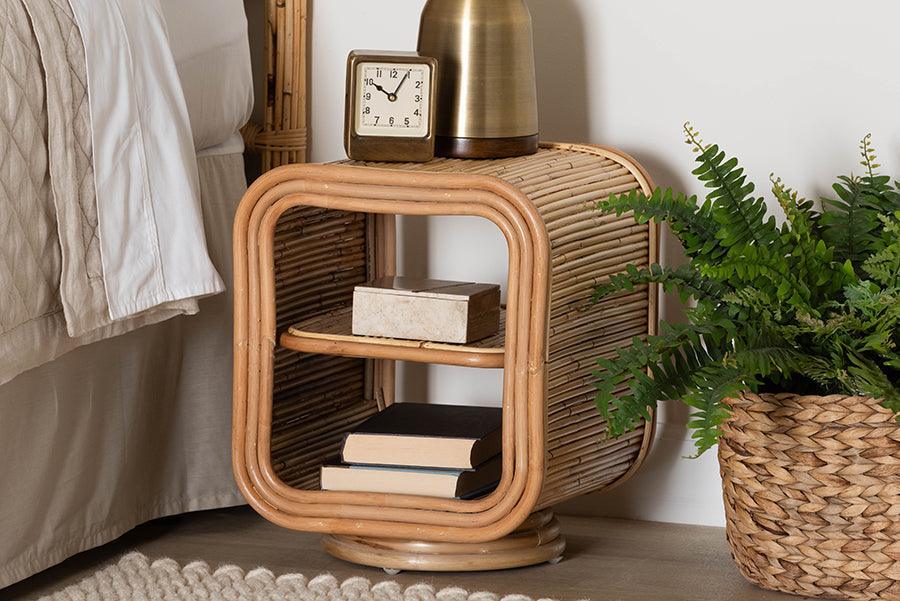 bali & pari Bethari Bohemian Natural Rattan Nightstand FredCo