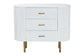 bali & pari Beyla Mid-Century White Fluted Wood and Gold Metal 3-Drawer Dresser FredCo