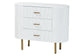 bali & pari Beyla Mid-Century White Fluted Wood and Gold Metal 3-Drawer Dresser FredCo