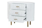 bali & pari Beyla Mid-Century White Fluted Wood and Gold Metal 3-Drawer Dresser FredCo