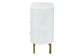 bali & pari Beyla Mid-Century White Fluted Wood and Gold Metal 3-Drawer Dresser FredCo