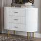 bali & pari Beyla Mid-Century White Fluted Wood and Gold Metal 3-Drawer Dresser FredCo