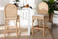 bali & pari Bilu Bohemian Natural Rattan 2-Piece Bar Stool Set FredCo