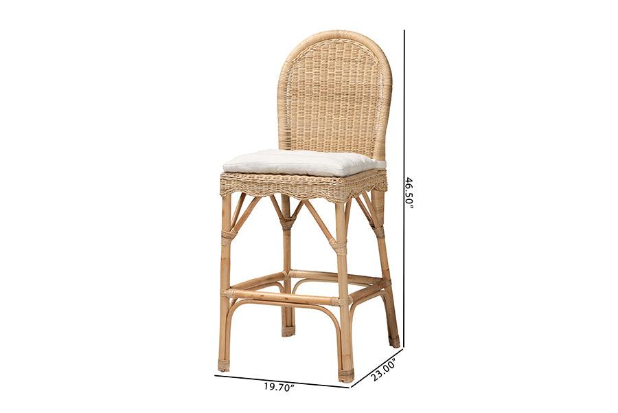 bali & pari Bilu Bohemian Natural Rattan 2-Piece Bar Stool Set FredCo