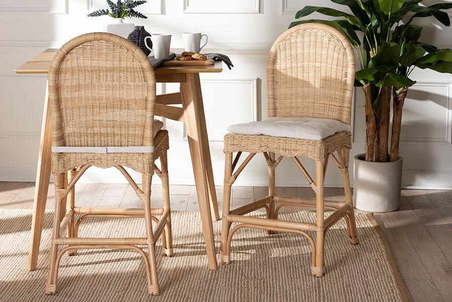 bali & pari Bilu Bohemian Natural Rattan 2-Piece Counter Stool Set FredCo