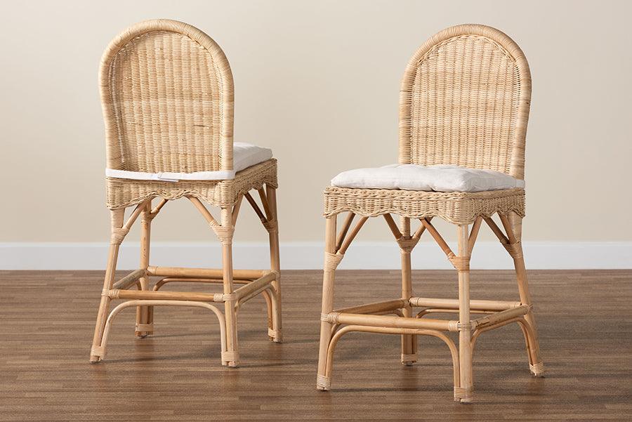 bali & pari Bilu Bohemian Natural Rattan 2-Piece Counter Stool Set FredCo