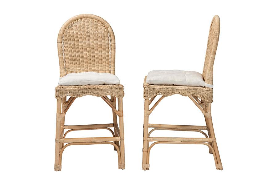bali & pari Bilu Bohemian Natural Rattan 2-Piece Counter Stool Set FredCo