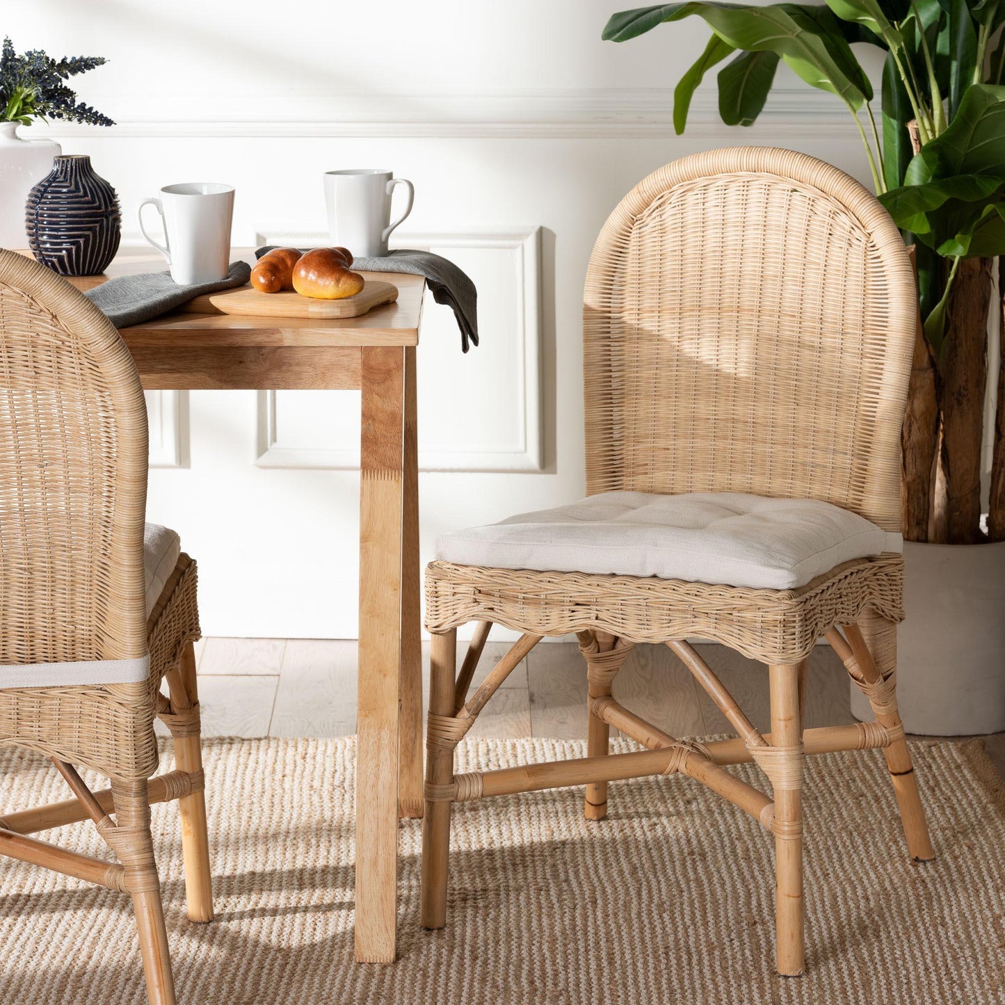 bali & pari Bilu Bohemian Natural Rattan Dining Chair FredCo