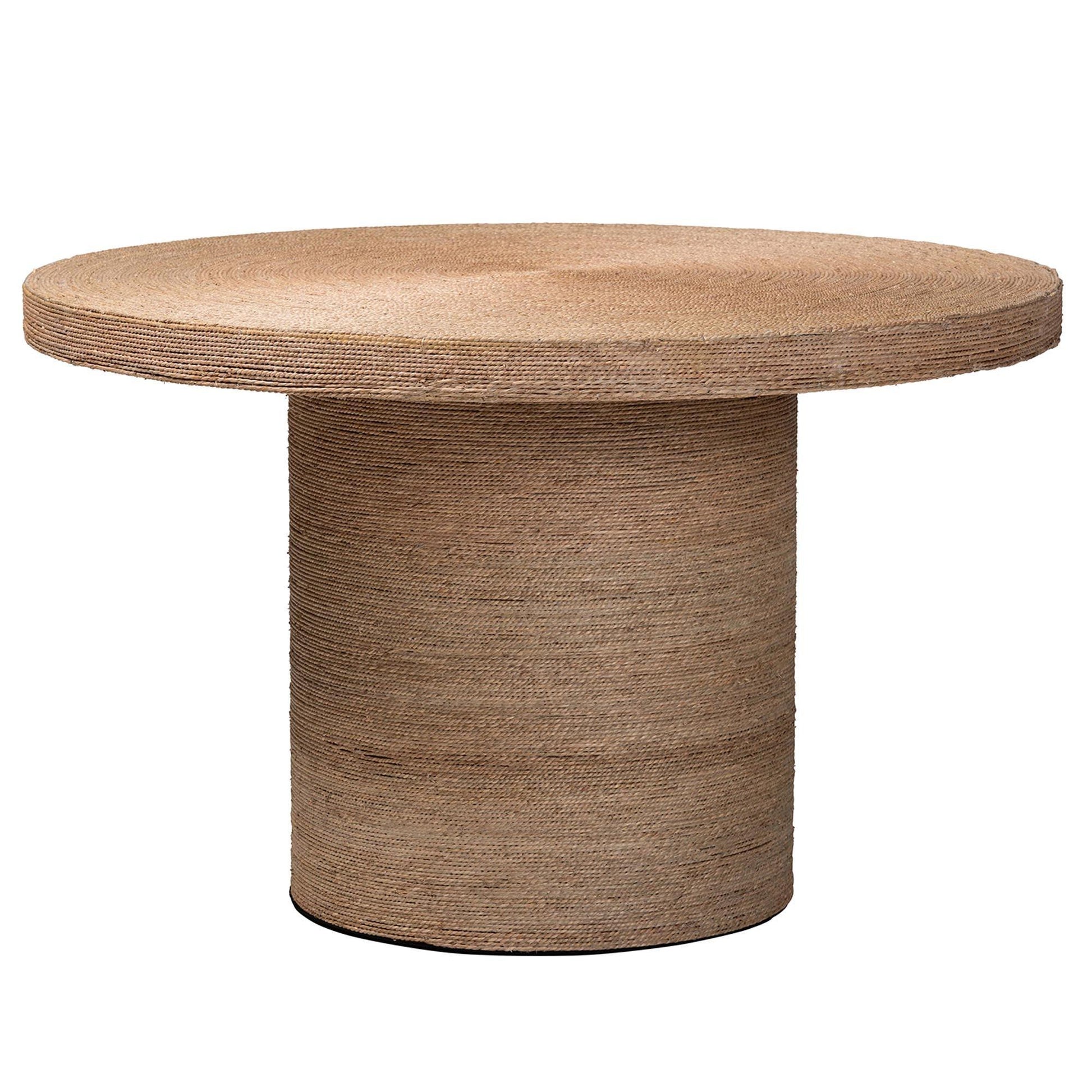 bali & pari Bistra Modern Bohemian Natural Brown Seagrass and Wood Dining Table FredCo
