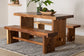 bali & pari Biyu Suar Wood 3-Piece Dining Set - Handcrafted Rectangular Solid Wood Table and Two Benches, Rustic Modern Kitchen or Dining Room Seating FredCo