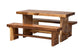 bali & pari Biyu Suar Wood 3-Piece Dining Set - Handcrafted Rectangular Solid Wood Table and Two Benches, Rustic Modern Kitchen or Dining Room Seating FredCo