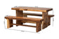 bali & pari Biyu Suar Wood 3-Piece Dining Set - Handcrafted Rectangular Solid Wood Table and Two Benches, Rustic Modern Kitchen or Dining Room Seating FredCo