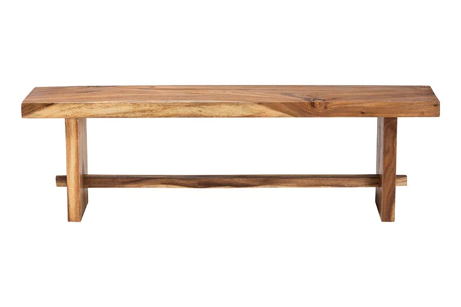 bali & pari Biyu Suar Wood Dining Bench - Handcrafted Solid Wood Bench with Live Edge Details, Rustic Farmhouse Style for Dining Room or Entryway Seating FredCo