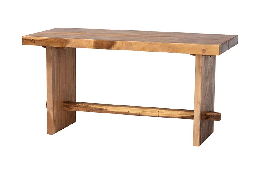 bali & pari Biyu Suar Wood Dining Table - Handcrafted Rectangular Solid Wood Table with Live Edge Details, Rustic Modern Style for Kitchen or Dining Room FredCo