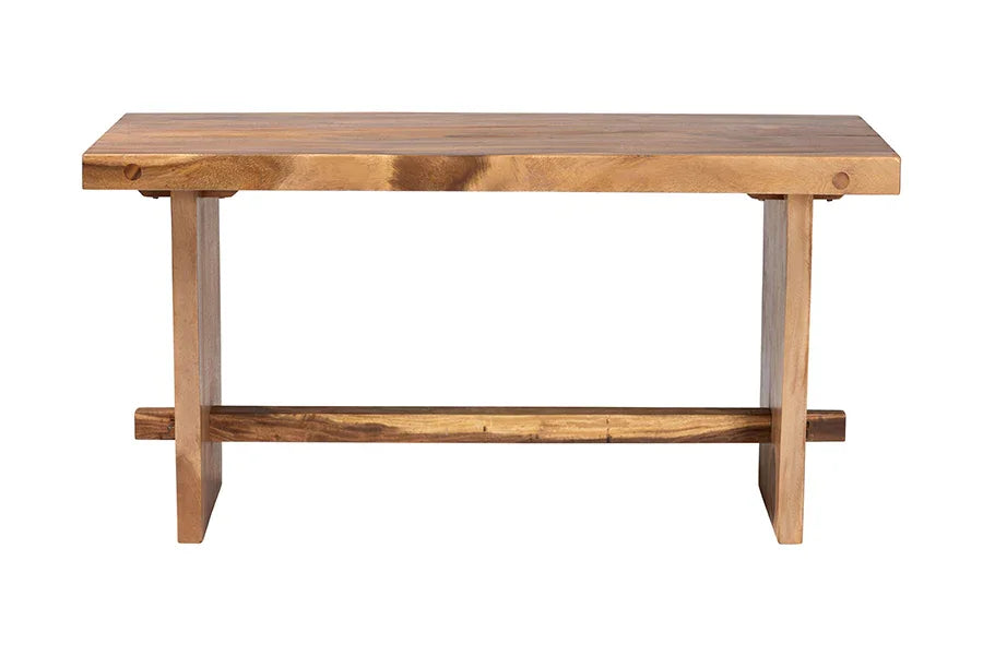 bali & pari Biyu Suar Wood Dining Table - Handcrafted Rectangular Solid Wood Table with Live Edge Details, Rustic Modern Style for Kitchen or Dining Room FredCo