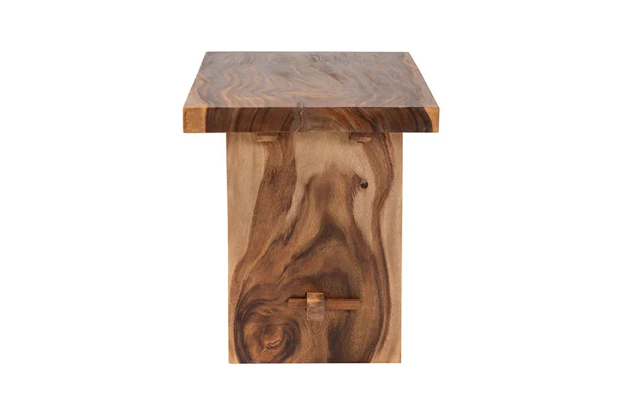 bali & pari Biyu Suar Wood Dining Table - Handcrafted Rectangular Solid Wood Table with Live Edge Details, Rustic Modern Style for Kitchen or Dining Room FredCo