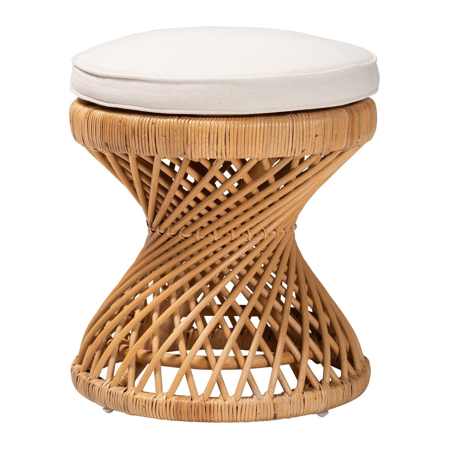 bali & pari Borneo Bohemian Light Honey Rattan Footstool FredCo