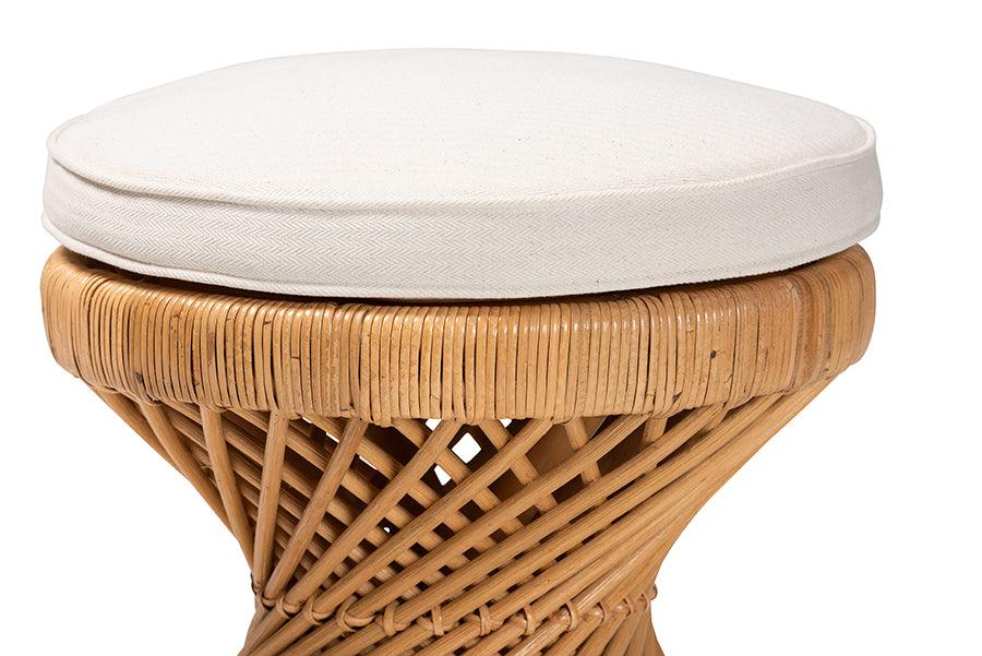 bali & pari Borneo Bohemian Light Honey Rattan Footstool FredCo