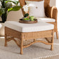 bali & pari Brooklyn Bohemian Light Honey Braided Rattan Ottoman Stool FredCo