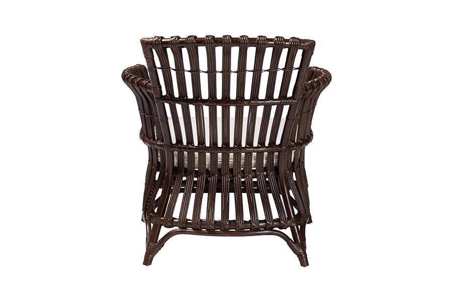 bali & pari Brooklyn Bohemian Very Dark Brown Rattan Arm Chair FredCo