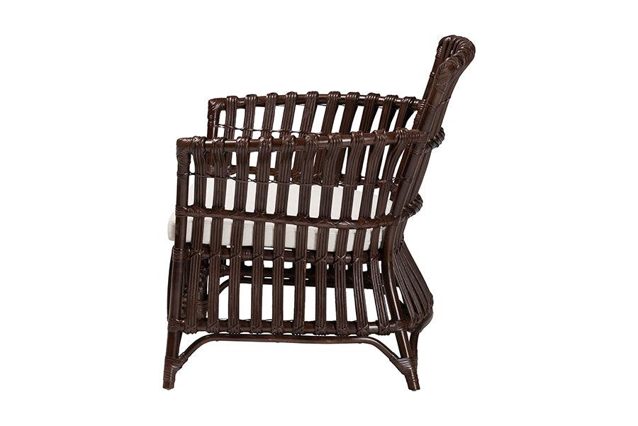 bali & pari Brooklyn Bohemian Very Dark Brown Rattan Arm Chair FredCo