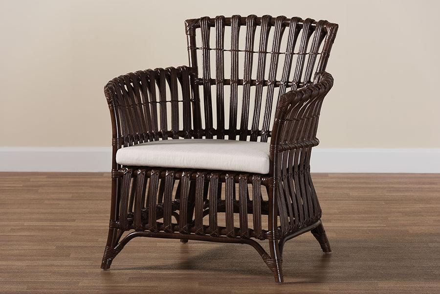 bali & pari Brooklyn Bohemian Very Dark Brown Rattan Arm Chair FredCo