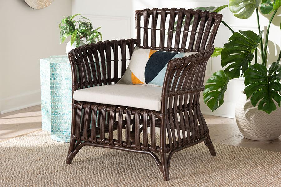 bali & pari Brooklyn Bohemian Very Dark Brown Rattan Arm Chair FredCo