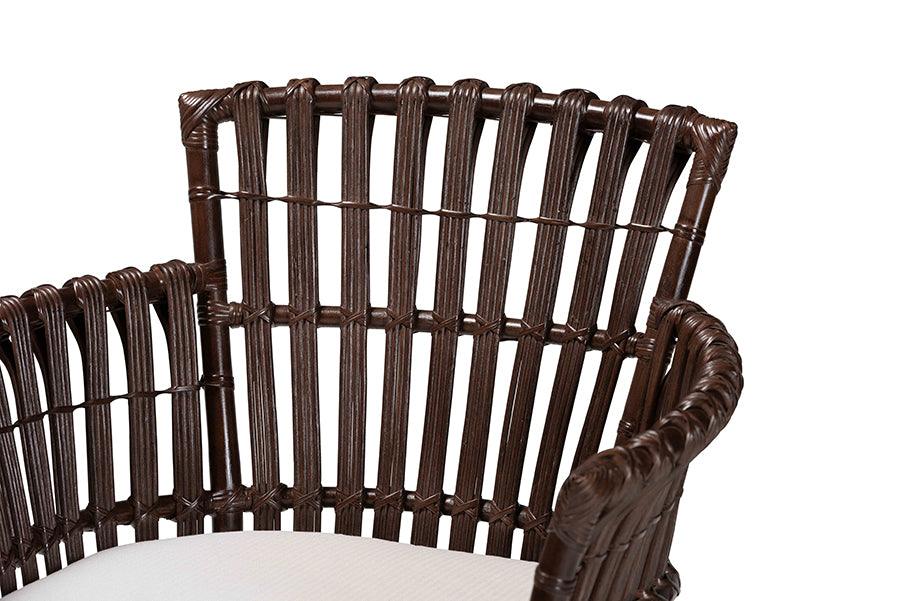 bali & pari Brooklyn Bohemian Very Dark Brown Rattan Arm Chair FredCo