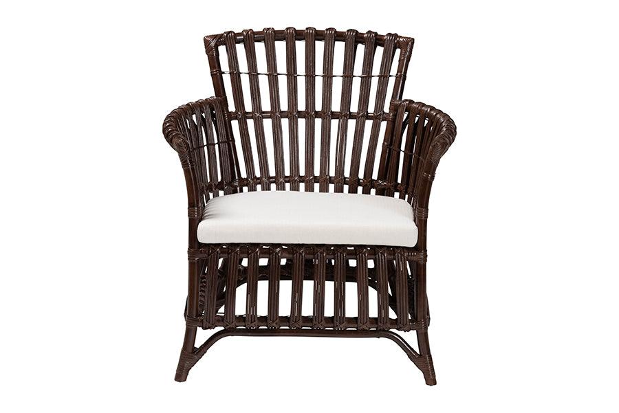 bali & pari Brooklyn Bohemian Very Dark Brown Rattan Arm Chair FredCo