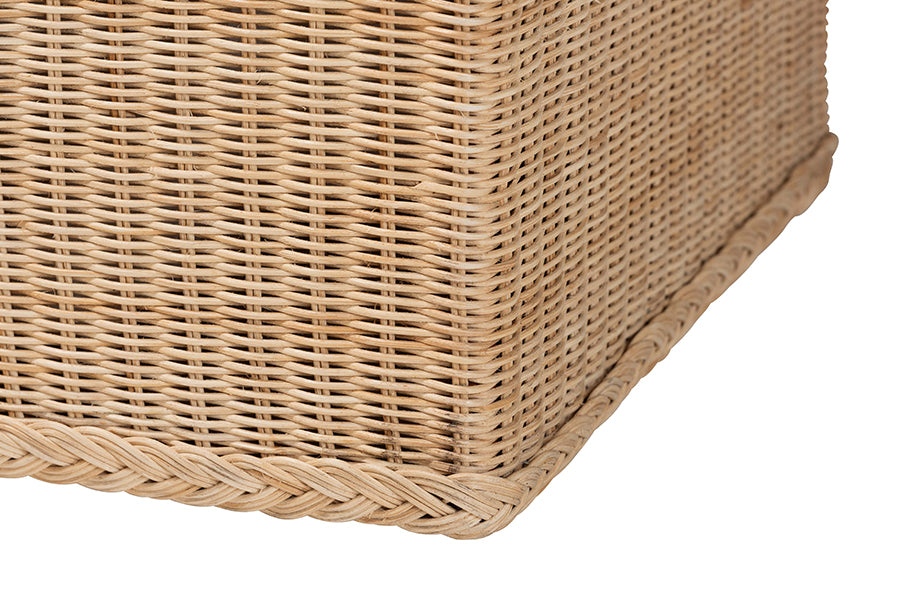 bali & pari Caden Braided Natural Rattan Chest with Lift-top Lid - Coastal Boho Style Storage Bench for Bedroom, Entryway, or Living Room Organization FredCo