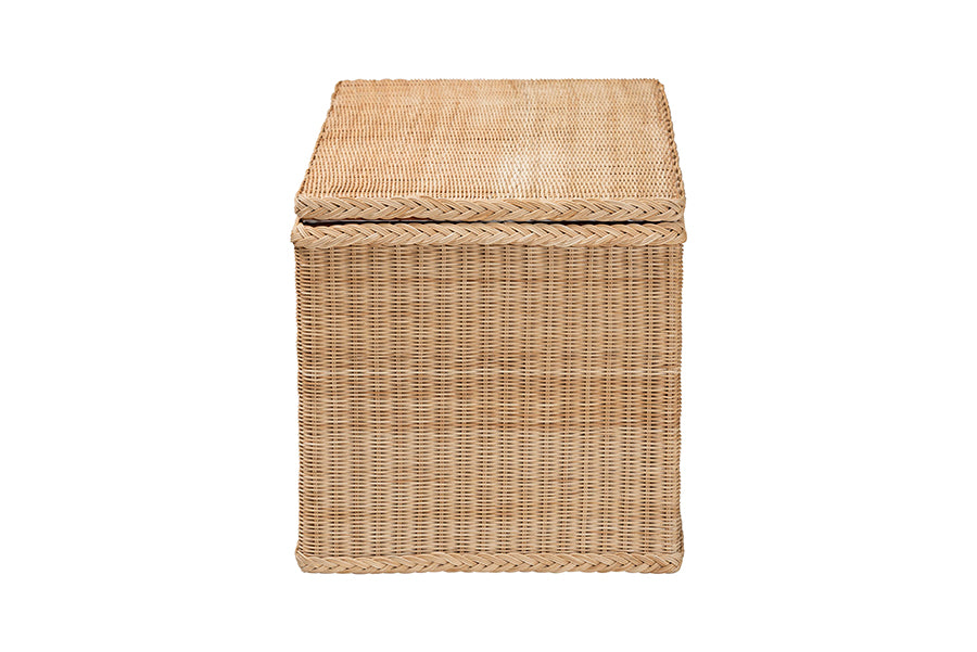 bali & pari Caden Braided Natural Rattan Chest with Lift-top Lid - Coastal Boho Style Storage Bench for Bedroom, Entryway, or Living Room Organization FredCo