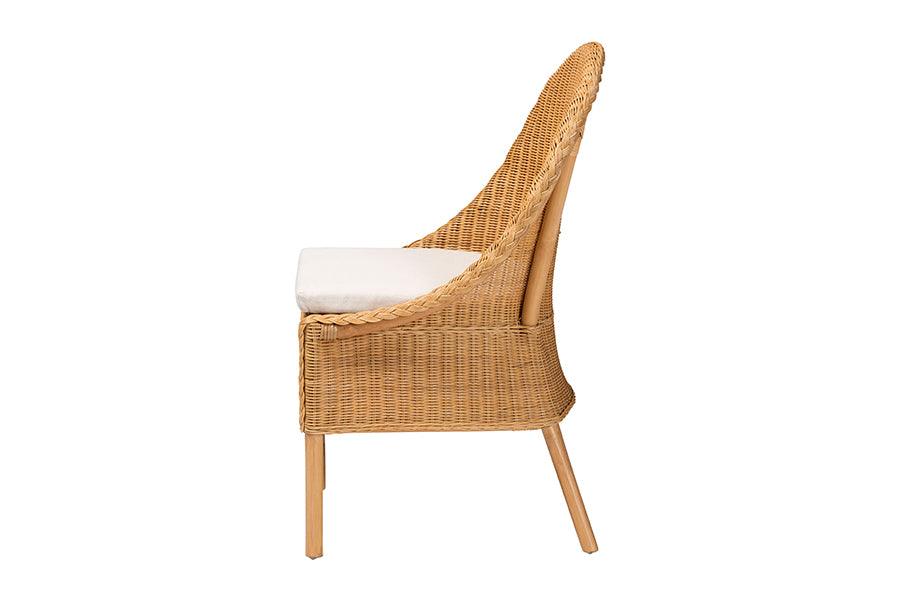 bali & pari Camelia Bohemian Light Honey Rattan Dining Chair FredCo