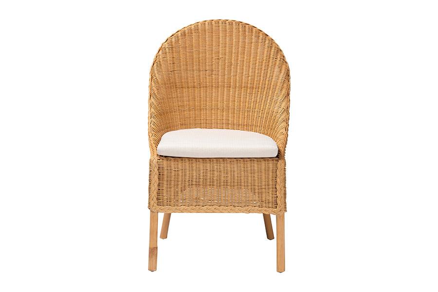 bali & pari Camelia Bohemian Light Honey Rattan Dining Chair FredCo