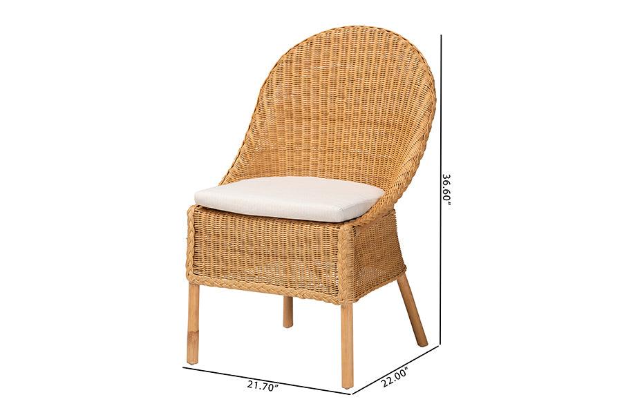 bali & pari Camelia Bohemian Light Honey Rattan Dining Chair FredCo