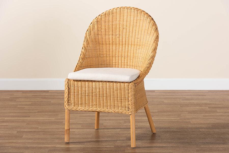 bali & pari Camelia Bohemian Light Honey Rattan Dining Chair FredCo