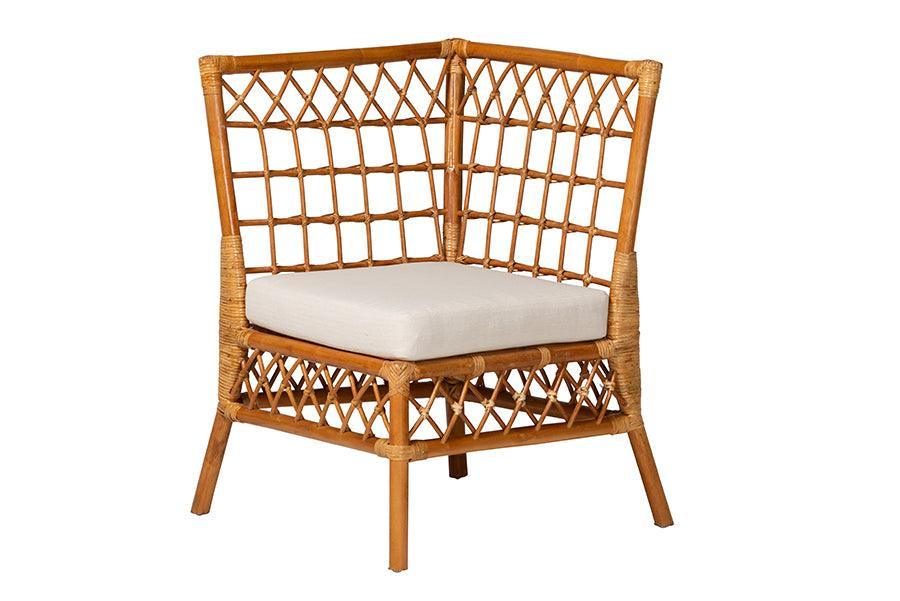 bali & pari Capella Modern Bohemian Honey Rattan 3-Piece Dining Nook Banquette Set FredCo