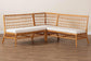 bali & pari Capella Modern Bohemian Honey Rattan 3-Piece Dining Nook Banquette Set FredCo