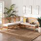 bali & pari Capella Modern Bohemian Honey Rattan 3-Piece Dining Nook Banquette Set FredCo