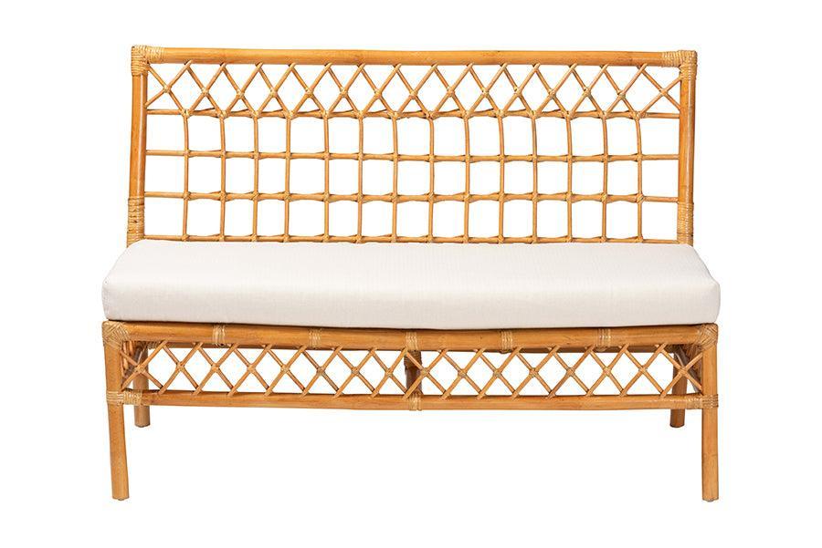 bali & pari Capella Modern Bohemian Honey Rattan Dining Bench FredCo