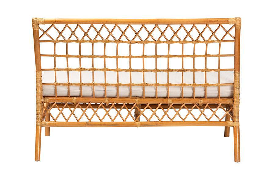 bali & pari Capella Modern Bohemian Honey Rattan Dining Bench FredCo