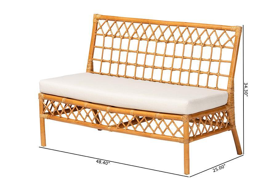 bali & pari Capella Modern Bohemian Honey Rattan Dining Bench FredCo