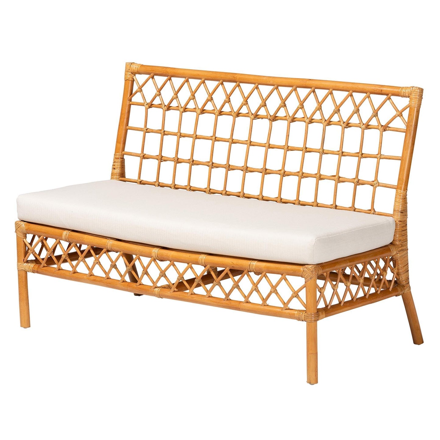bali & pari Capella Modern Bohemian Honey Rattan Dining Bench FredCo