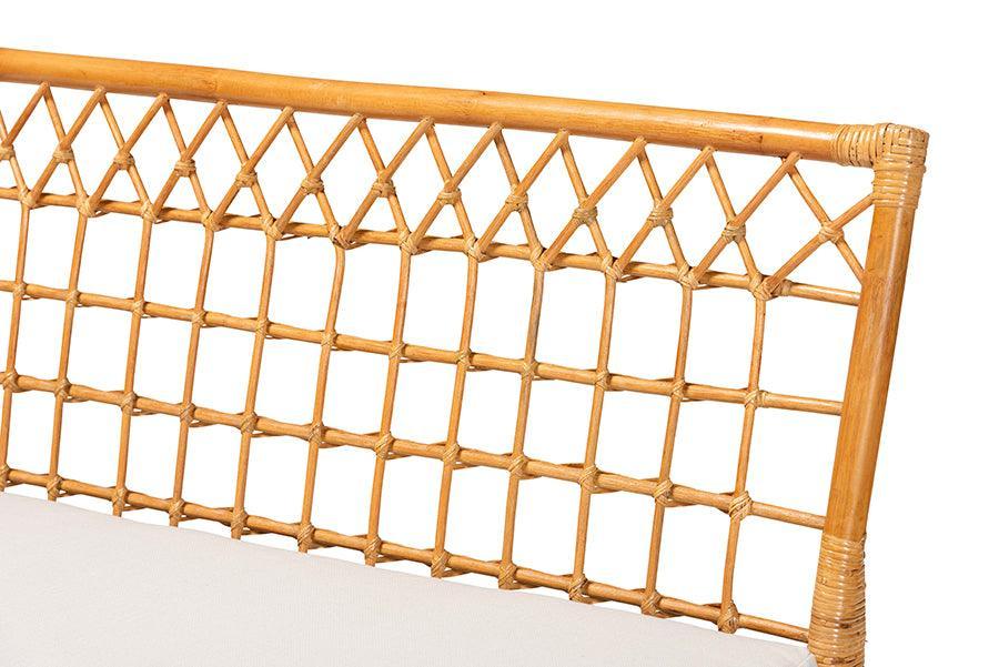 bali & pari Capella Modern Bohemian Honey Rattan Dining Bench FredCo