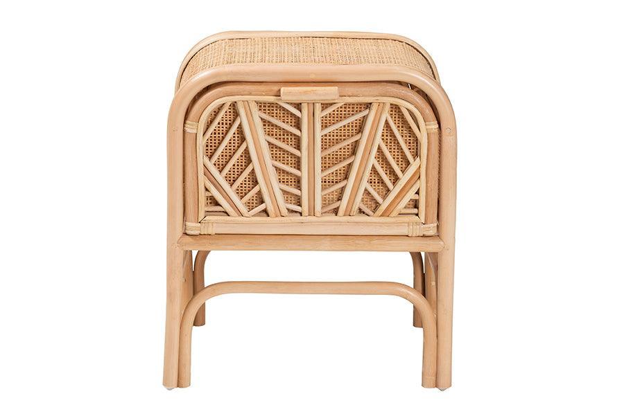 bali & pari Carabella Bohemian Natural Rattan 1-Drawer Nightstand FredCo