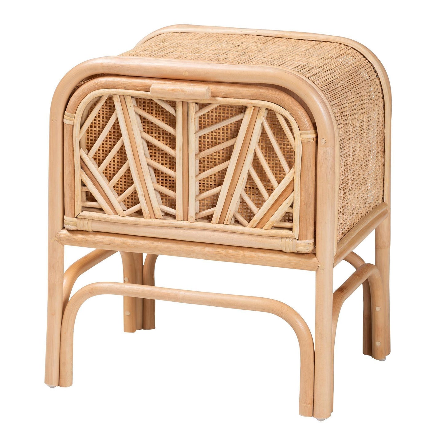 bali & pari Carabella Bohemian Natural Rattan 1-Drawer Nightstand FredCo