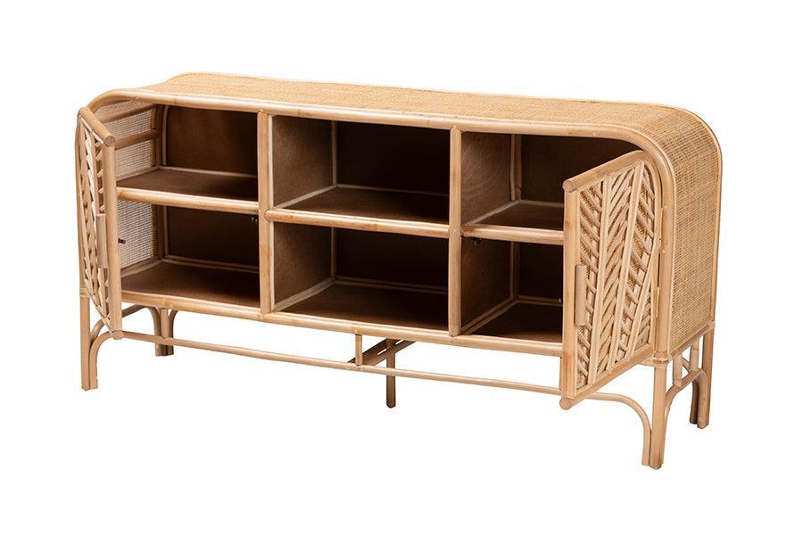 bali & pari Carabella Bohemian Natural Rattan 2-Door Storage Cabinet FredCo